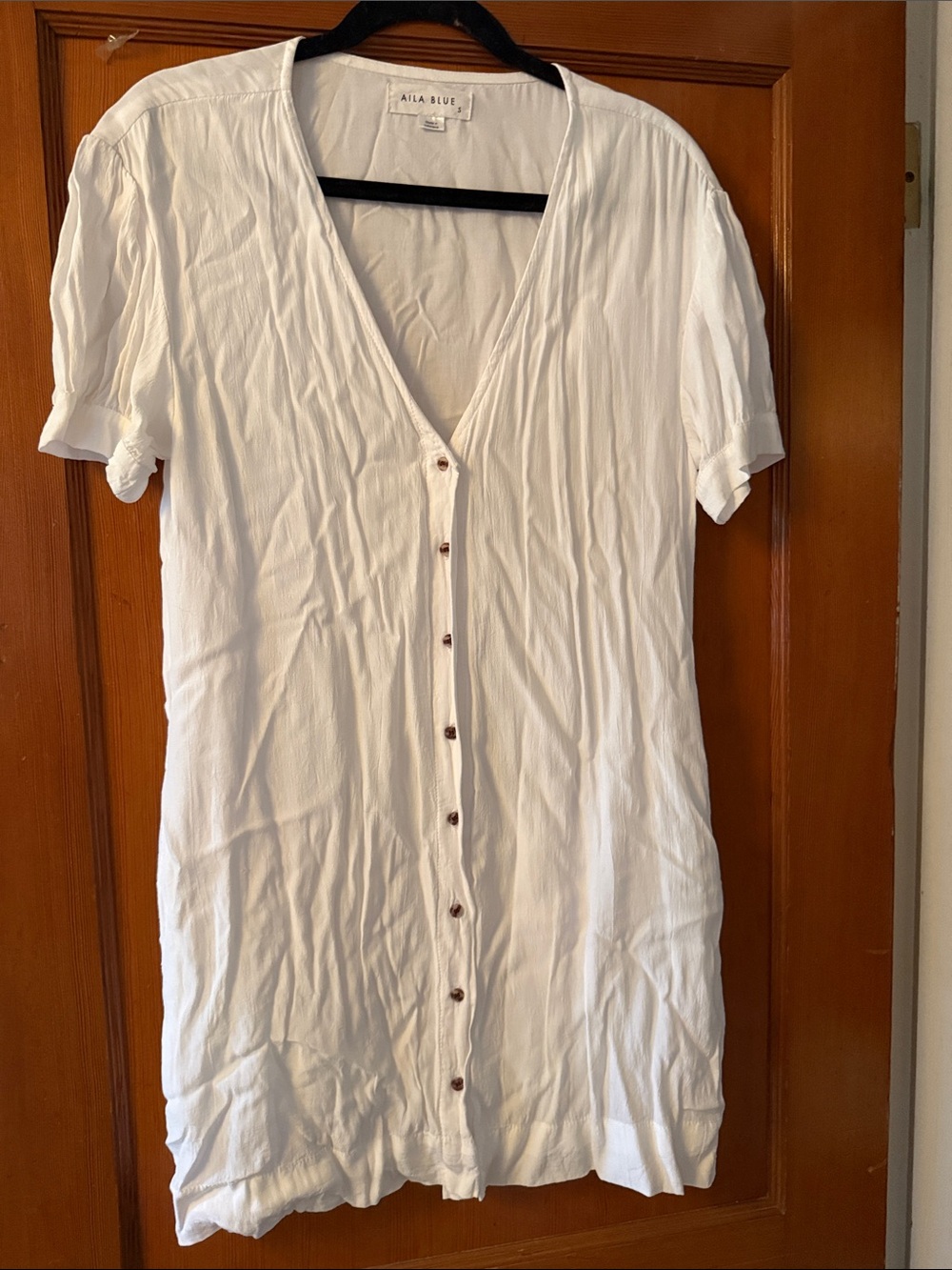 A.L.C. Blue White Button-Down V-Neck Women's Shirt Dress
